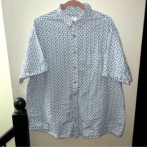 ROMN Men’s 2XLT Short Sleeve Cotton Shirt Blue Wave & Sun Print